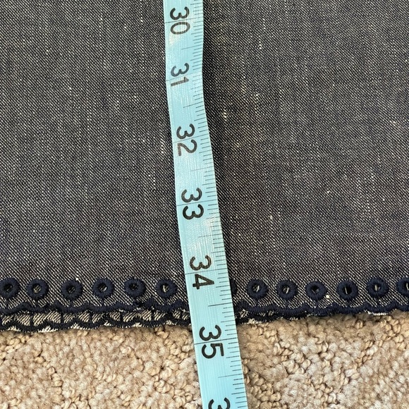 NWT Ann Taylor Chambray Blue Mini Dress, Linen Blend, Short Sleeves, Size 2P - Picture 9 of 15